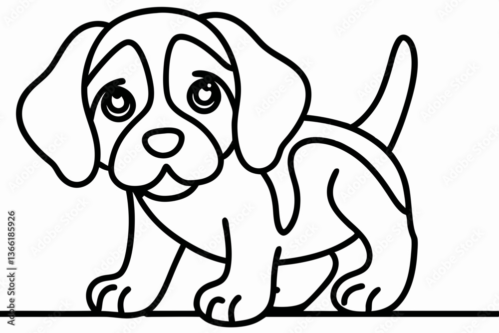 Charming Continuous Line Sketch of Playful Puppy in Detailed Illustration Style Charming Continuous Line Sketch of Playful Puppy in Detailed Illustration Style