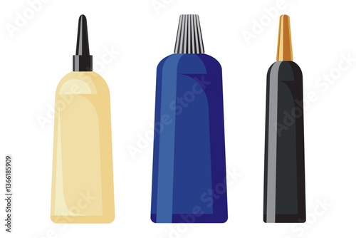 Cosmetics and care. Tubes of cream, concealer, foundation, and serum.