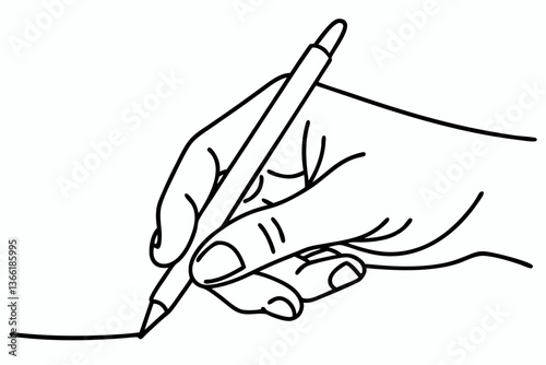 Elegant Handwriting Continuous Line Artwork Drawing Education Concept