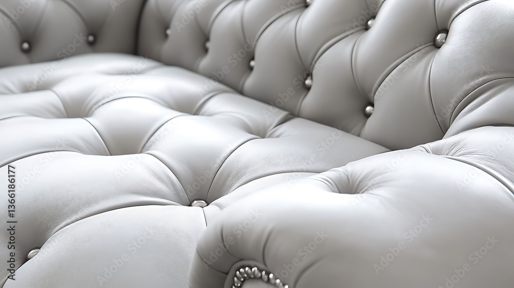 Obraz premium Luxurious Cream Leather Upholstery with Button-Tufted Pattern - Closeup Texture Background