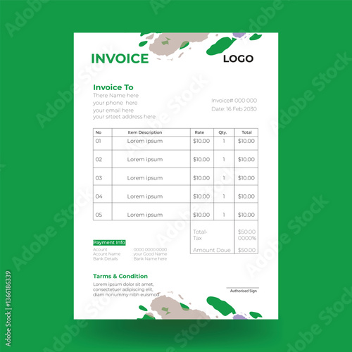 Creative, simple and ceative invoice template, invoice design