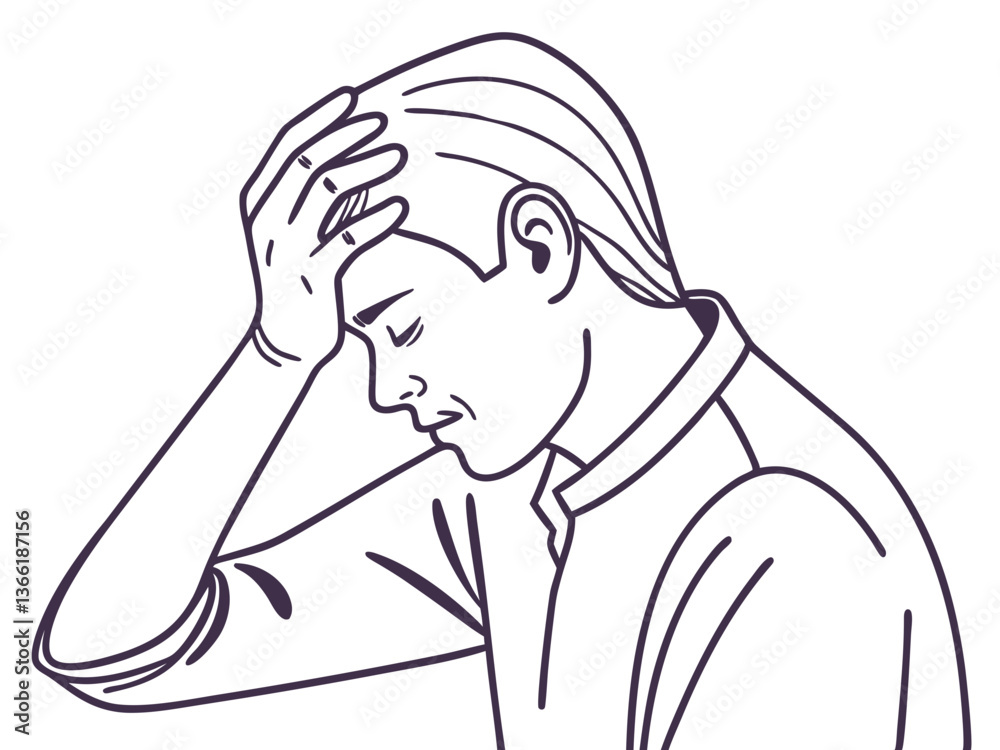 Vector Illustration of a Man Suffering from Headache