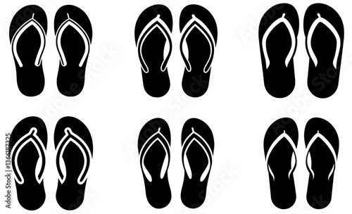 Simple Black and White Flip Flop Icons