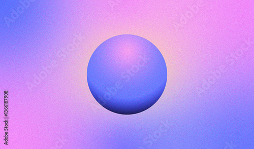 Gradient sphere circle purple pink grainy background, abstract geometric shape noise texture poster banner design, technology background