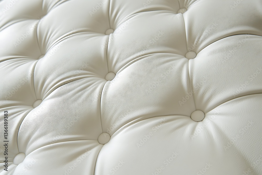Naklejka premium Luxurious Cream Leather Upholstery with Button-Tufted Pattern - Closeup Texture Background