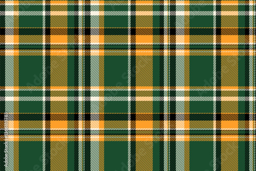 Victorian seamless textile check, table cloth vector tartan background. Blank texture plaid pattern fabric in green and orange colors.