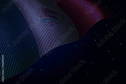 Mexico digital flag made of dots over a starry background