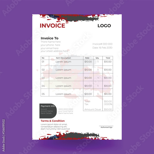 Creative, simple and modern invoice template, invoice design