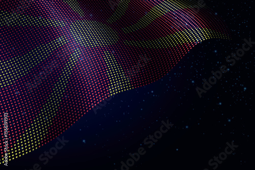 North Macedonia digital flag made of dots over a starry background