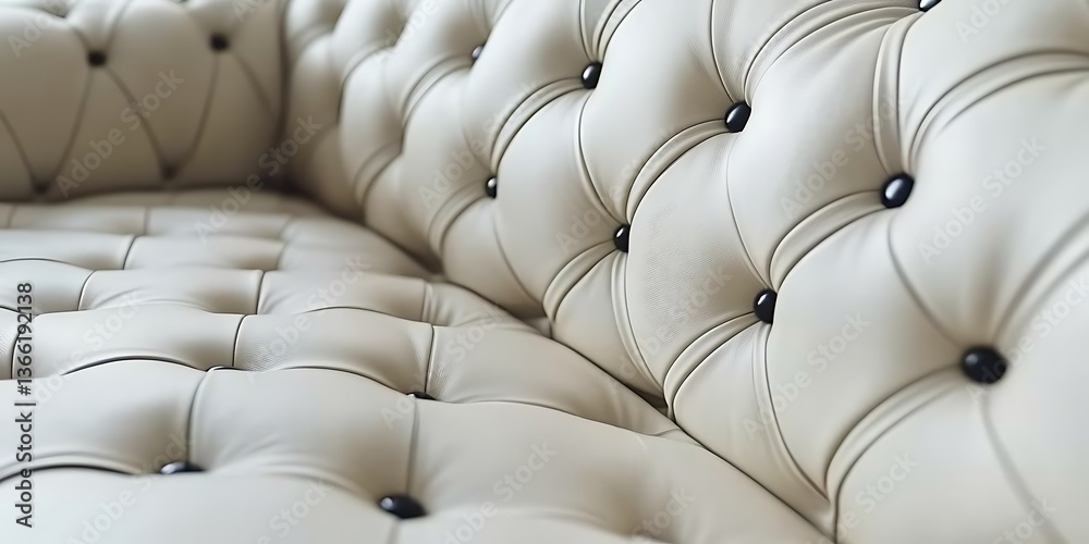 Luxurious Cream Leather Upholstery with Button-Tufted Pattern - Closeup Texture Background Luxurious Cream Leather Upholstery with Button-Tufted Pattern - Closeup Texture Background
