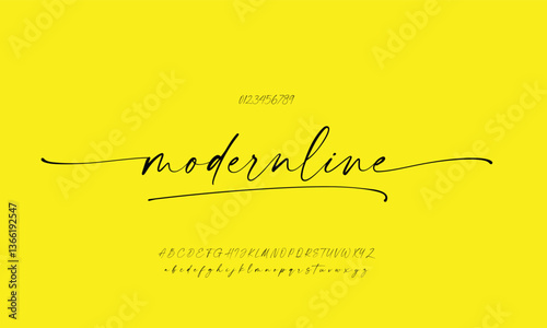 modernline vector font alphabet with numbers