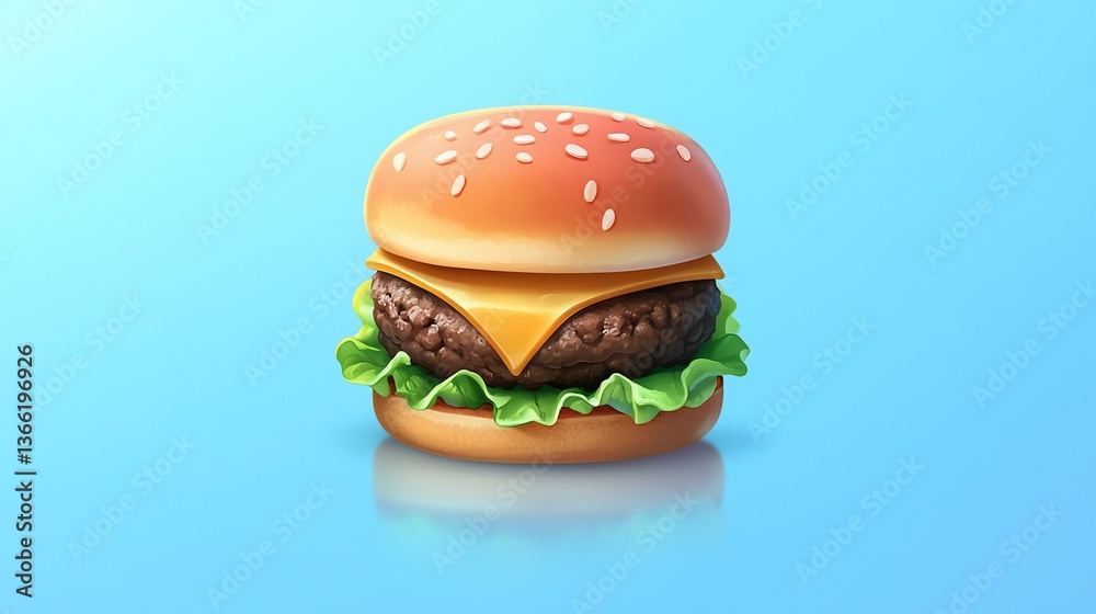 Delicious burger on light blue background Delicious burger on light blue background