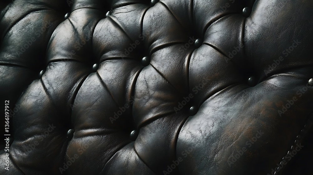 Naklejka premium Luxurious Cream Leather Upholstery with Button-Tufted Pattern - Closeup Texture Background