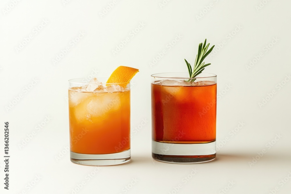 Fototapeta premium Bright cocktails in elegant glasses showcase vibrant colors and