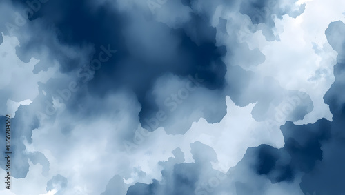 Abstract Cloudy Watercolor Texture, Soft Blue Gradient Background for Art, Design, and Aesthetic Projects
