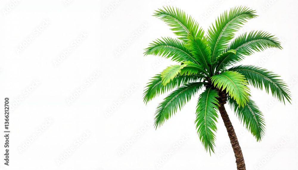 Obraz premium Lush green palm tree in expressive watercolor, modern tropical art