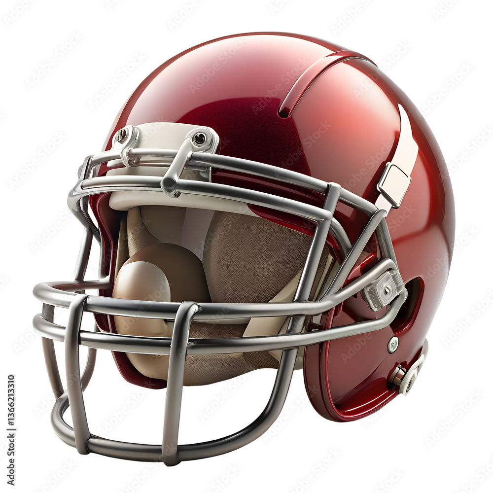 Fototapeta premium American Football Helmet Red, Glossy Finish, Protective Gear
