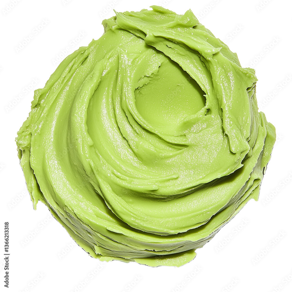 Obraz premium Delicious green cream on a transparent background food preparation kitchen close-up
