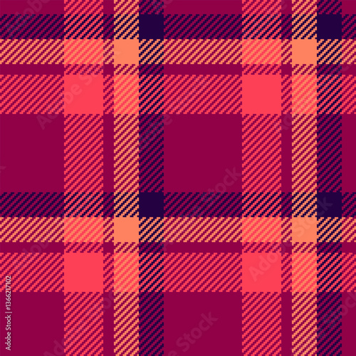 Vibrant coral and crimson plaid pattern.  Perfect for textile design, fashion, or website backgrounds. This seamless texture evokes warmth and style.