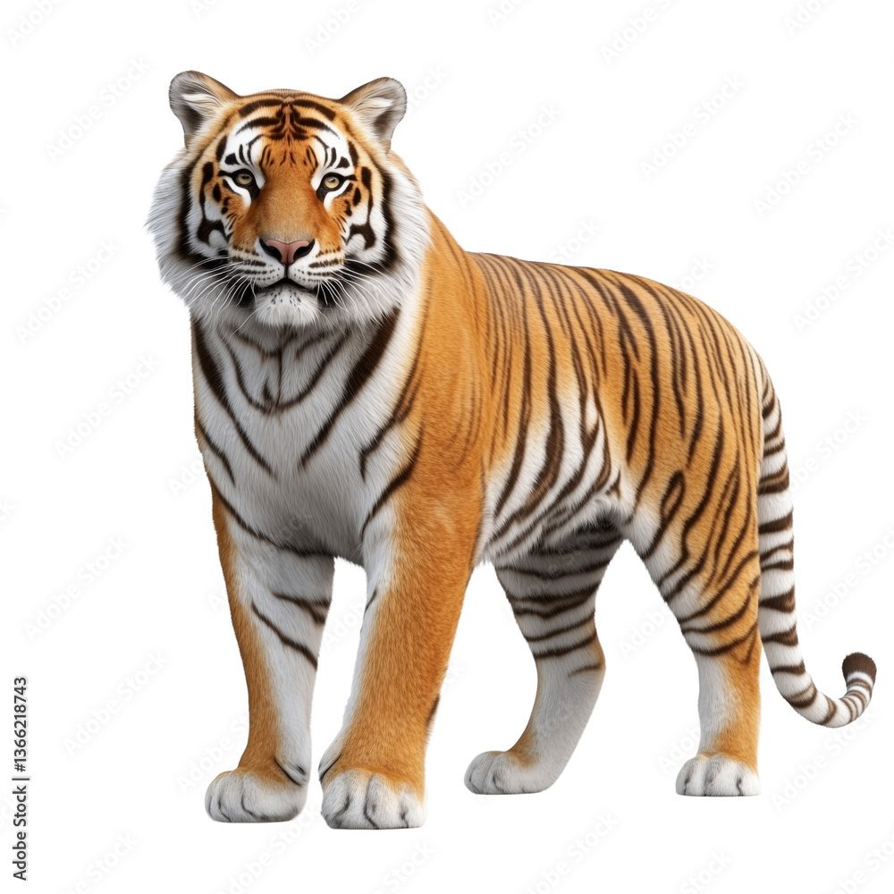 Obraz premium Majestic tiger on a wildlife animal portrait natural habitat close-up view conceptual art on a transparent background