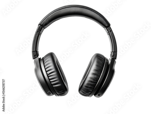 Comfortable black headphones for immersive audio experiences, cut out photo