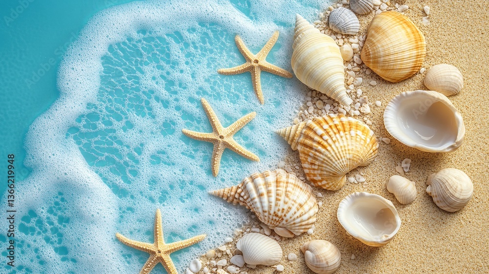 Seashells Starfish Summer Beach Ocean Wave Sand Tropical Seashore Coastal Vacation Paradise Relaxation Summertime Holiday Travel Nature Background Seashells Starfish Summer Beach Ocean Wave Sand Tropical Seashore Coastal Vacation Paradise Relaxation Summertime Holiday Travel Nature Background