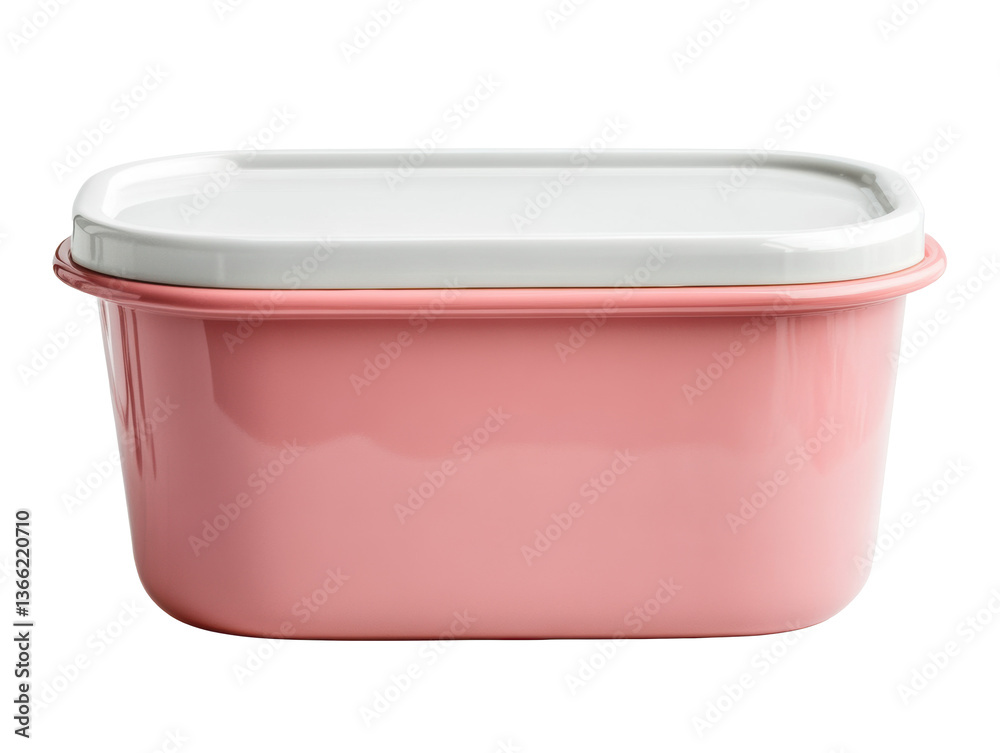 Elegant pink storage container with a white lid for home organization, cut out Elegant pink storage container with a white lid for home organization, cut out