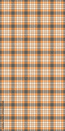 Tradition texture seamless background, female vector check plaid. Invite textile pattern tartan fabric in orange and grey colors.