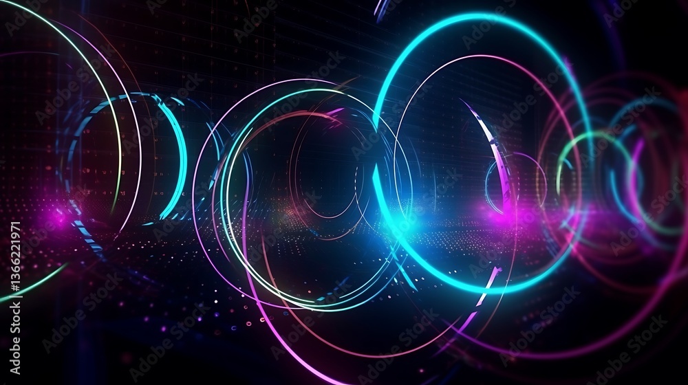 Neon Circles Abstract Background: A Symphony of Light and Color Neon Circles Abstract Background: A Symphony of Light and Color