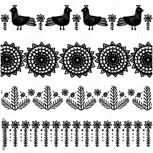 Ethnic horizontal patterns set.  Borders design.  Simple textile graphic.   