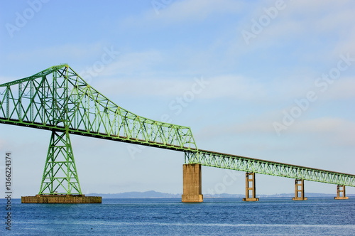 The Astoria–Megler Bridge, the longest continuous truss bridge in North America, spans lower Columbia river between Oregon and Washington states, Pacific Northwest, USA