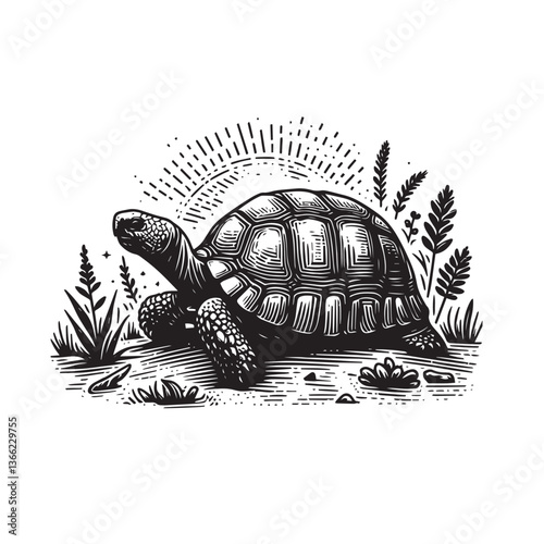 Simple Gopher Tortoise Side View Vector Icon – Vintage Logo & Retro Illustration