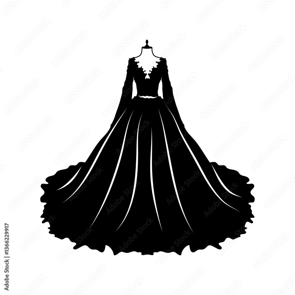 Obraz premium Elegant Dress Silhouette Vector on Mannequin