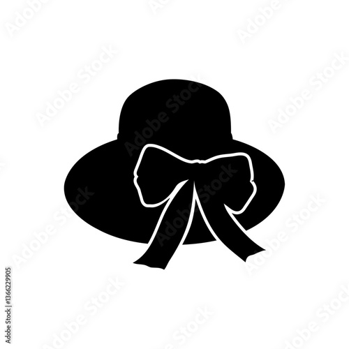 Elegant Women's Hat Silhouette with Bow Vector Illustration