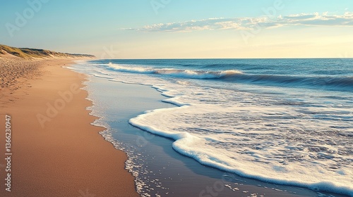 Wallpaper Mural Serene Coastal Scene Sandy Beach Tranquil Ocean Waves Summer Vacation Idyllic Seascape Peaceful Shoreline Calm Waters Blue Horizon Sunny Day Perfect   Torontodigital.ca