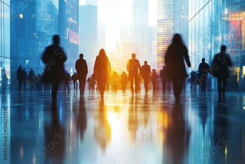 Corporate Business People Walking Rush Hour Concept