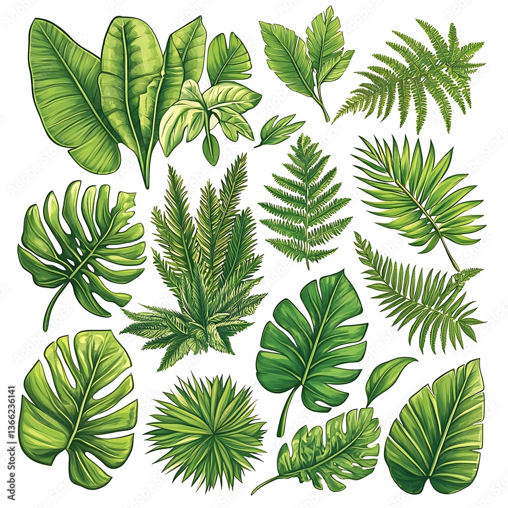 Illustration of various leaves. Illustration of various leaves.