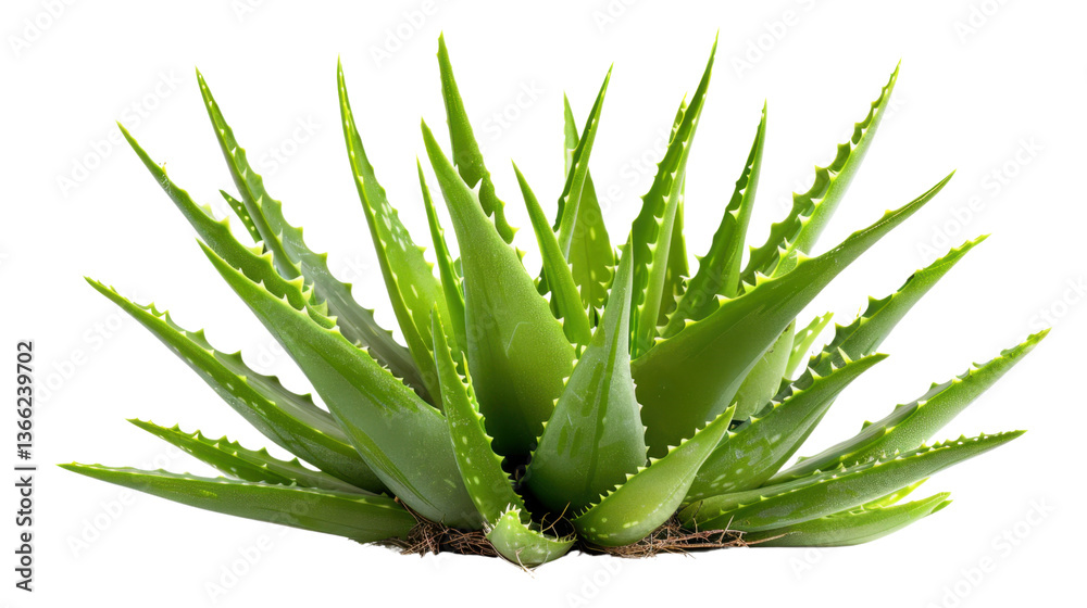 Fototapeta premium Vibrant green aloe vera plant isolated on transparent background