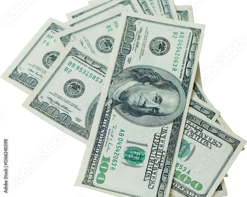 Background of one hundred dollar bills. Benjamin Franklin on USA money banknote