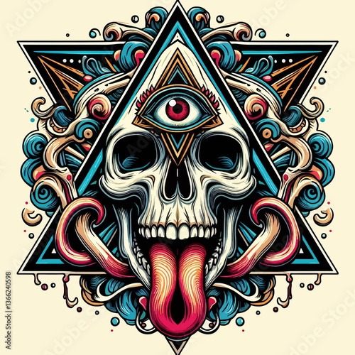 A skull with an eye in the middle of it