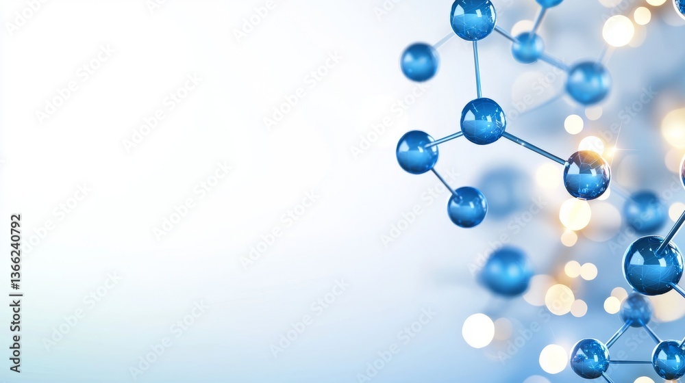 Blue Molecular Structure with Soft Bokeh Background for Science Concepts Blue Molecular Structure with Soft Bokeh Background for Science Concepts