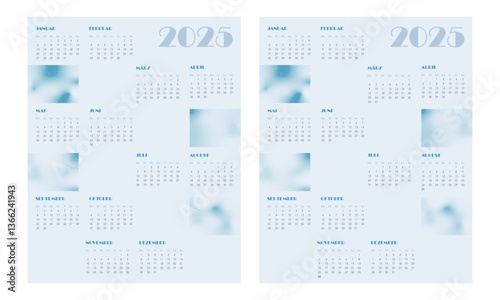 2025-2026 German calendar template. Modern vertical planner with clean vector design - office wall agenda, diary, brochure layout