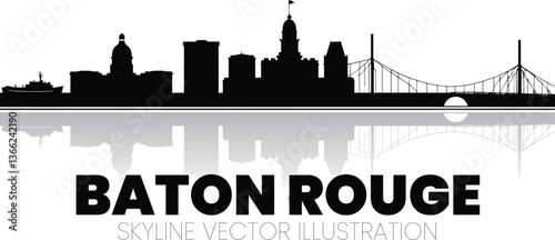 City of Baton Rouge – Architectural Outline & Riverfront Scene