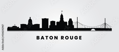 Baton Rouge Silhouette – Louisiana State Capitol & Waterfront