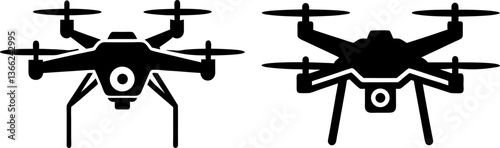 Drone line art vectors collection black and white, Vector of drone camera icon design