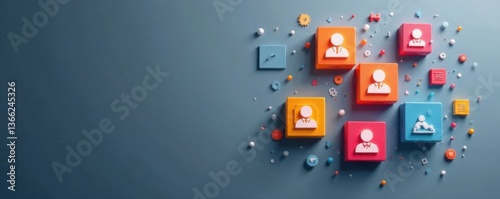 Business card with contact information icons on grey background, business cards, tools, contacts