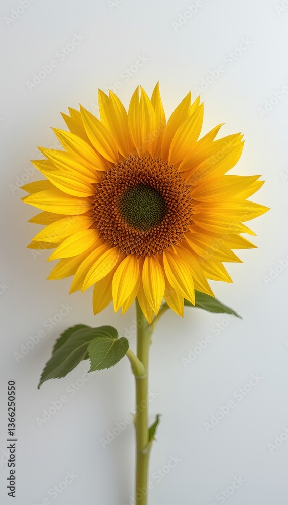 Obraz premium Bright sunflower blooming against a plain background 