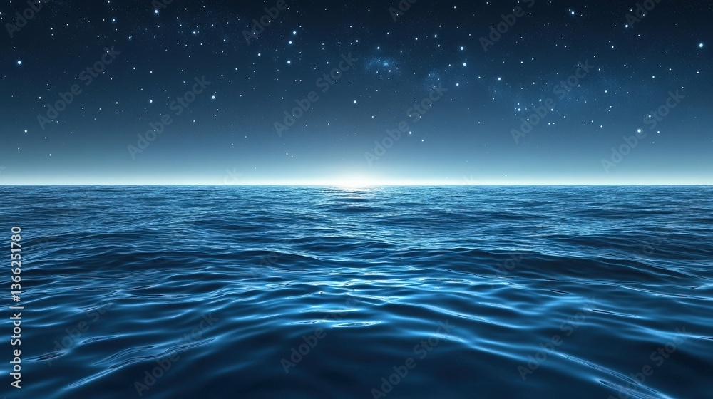 Obraz premium Vast Ocean Under a Starry Night Sky