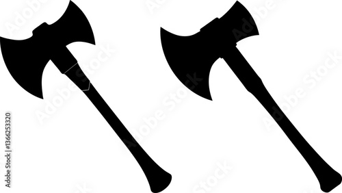 Black axe vectors collection black and white, Vector of black axes set design