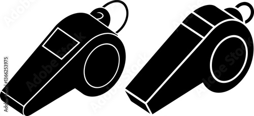 Whistle vectors collection black and white, Vector of black whistle set design